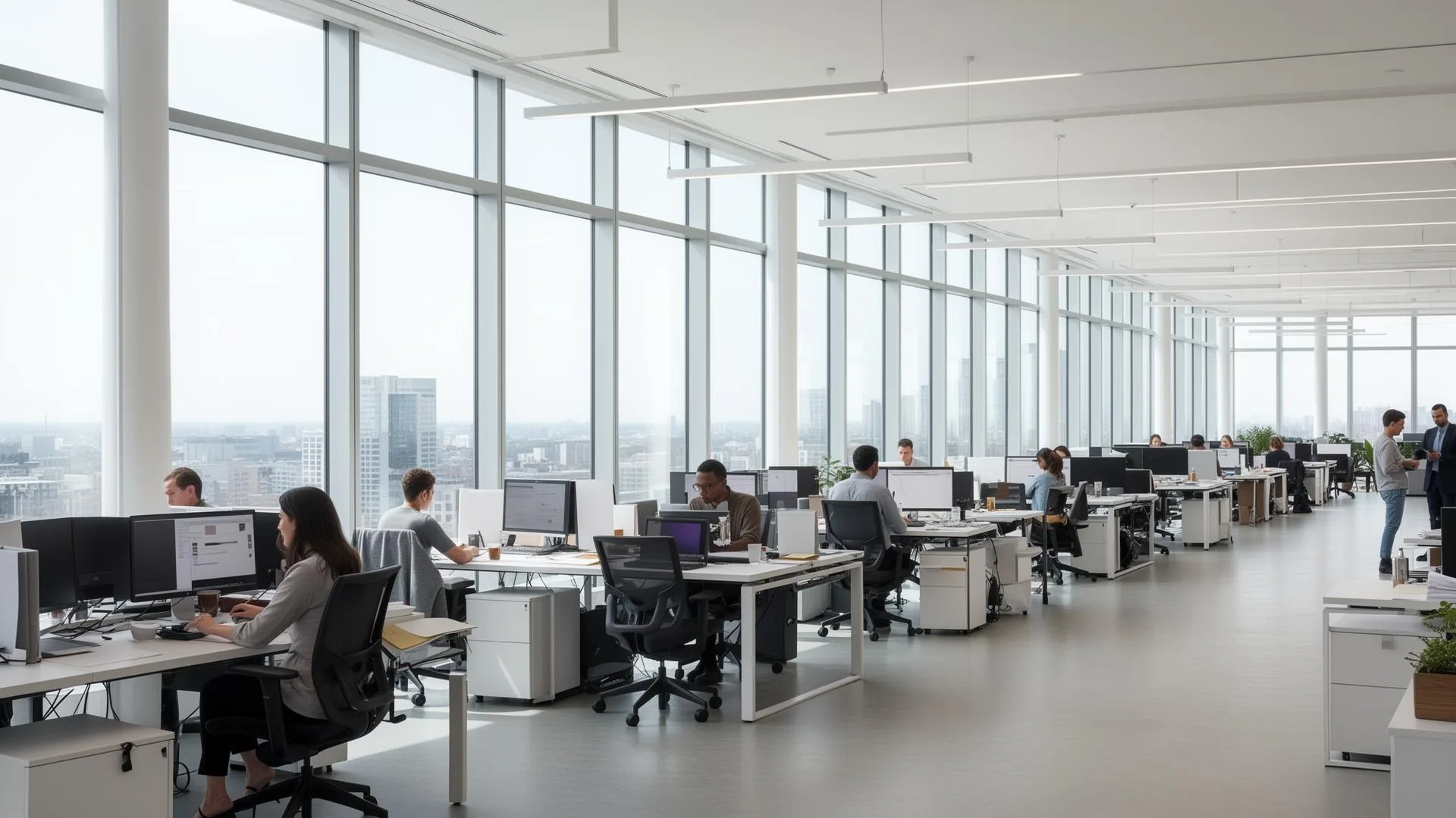 Professional commercial window tinting installation in Los Angeles office building