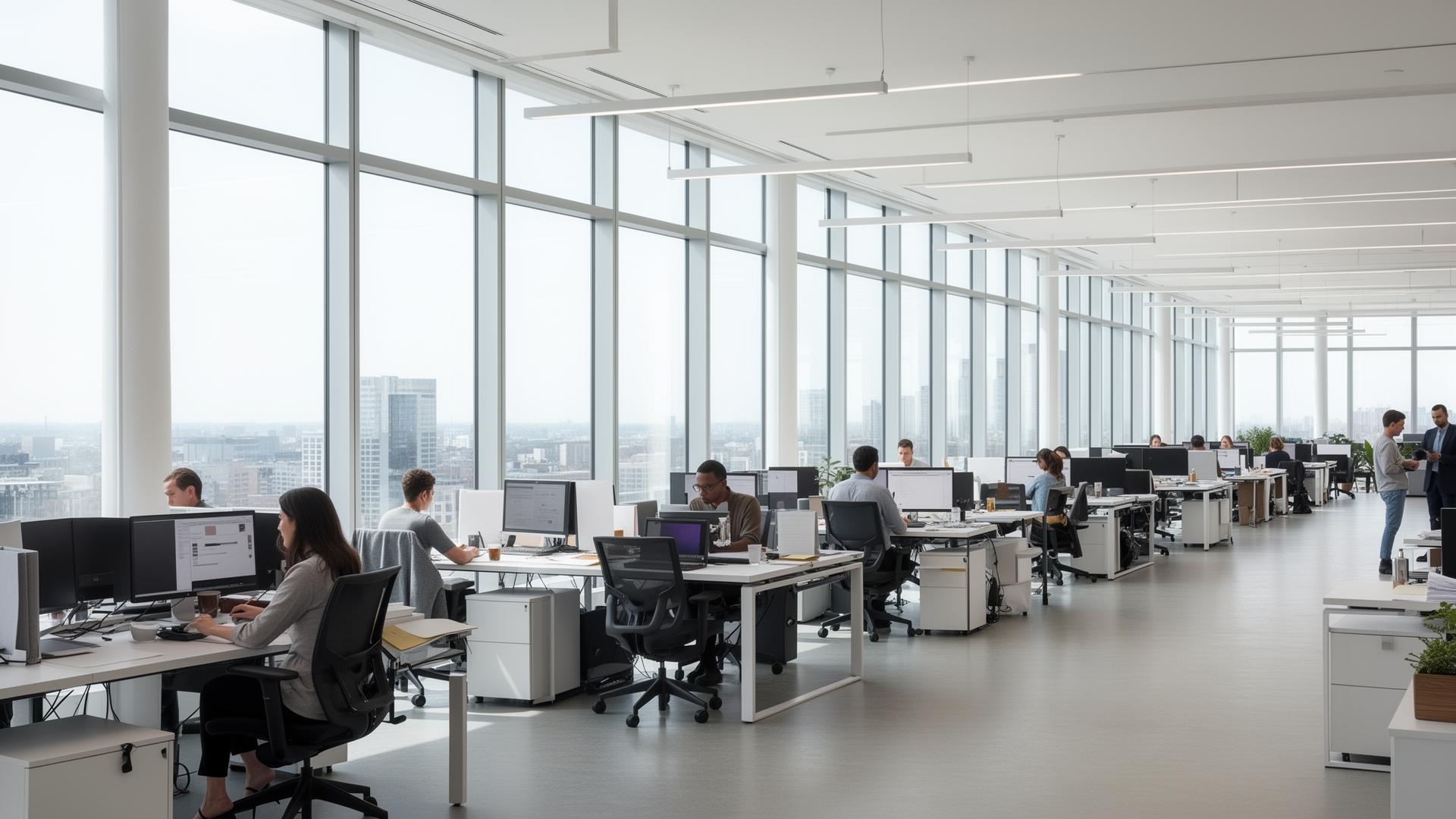 Professional commercial window tinting installation in Los Angeles office building