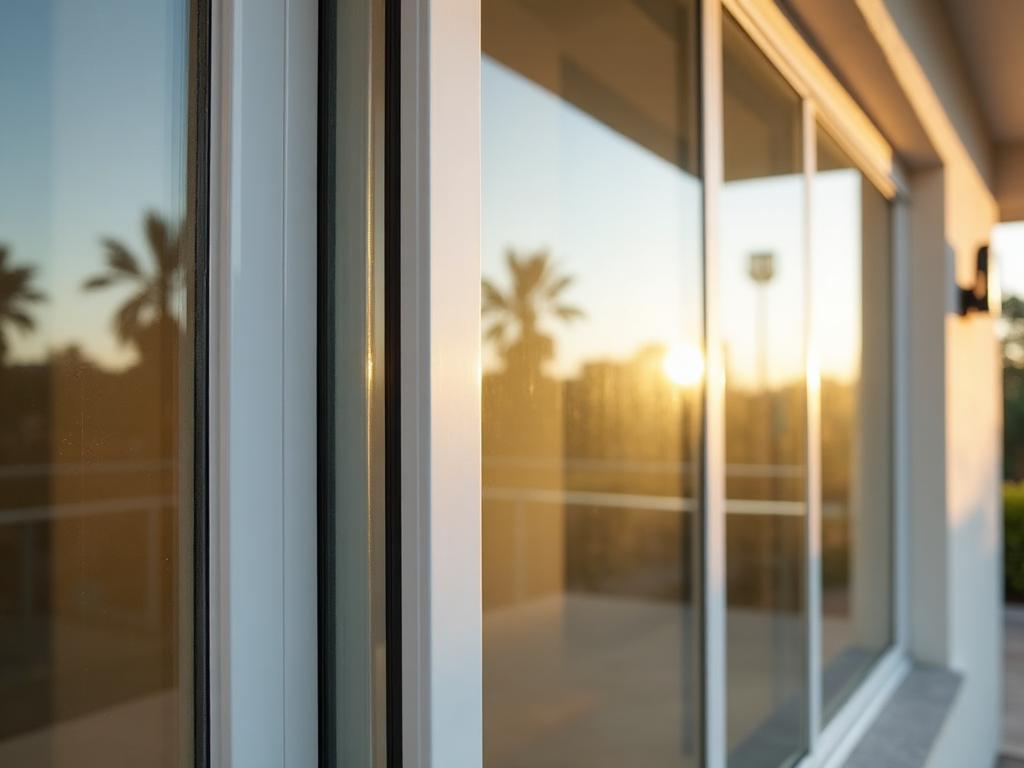 Exterior view of home windows with solar control film installed